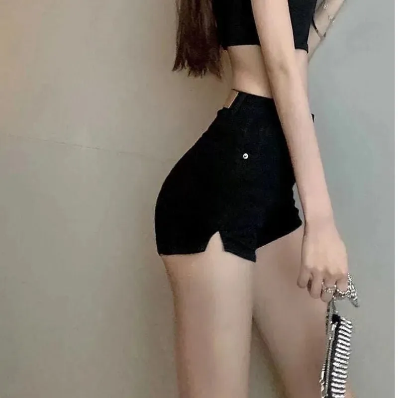 Casual Blue Denim Shorts Women Sexy High Waist Buttons Pockets Slim Fit Shorts 2021 Summer Beach Streetwear Jeans Shorts