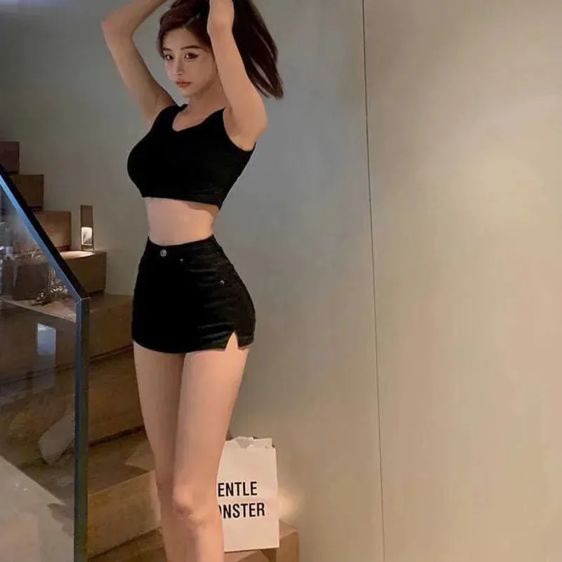 Casual Blue Denim Shorts Women Sexy High Waist Buttons Pockets Slim Fit Shorts 2021 Summer Beach Streetwear Jeans Shorts