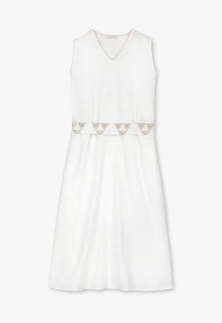 Choice Solid Sleeveless Oversize Dress - Ramadan Style Off White