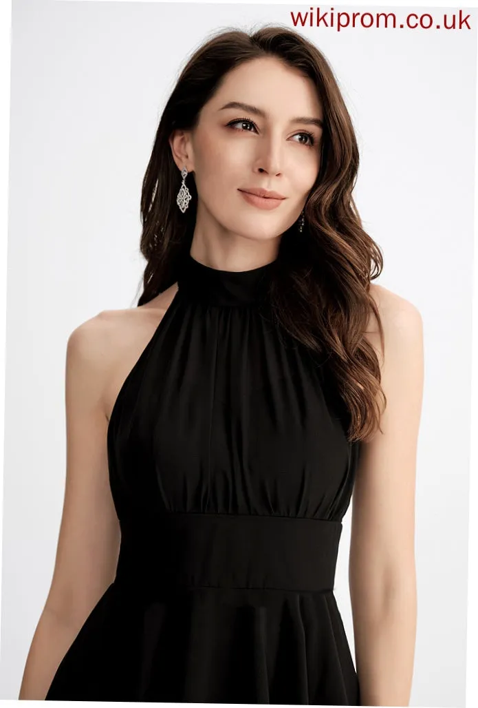 Cocktail Dresses Cocktail Scoop Asymmetrical A-Line Pleated Nayeli Chiffon Neck Dress With