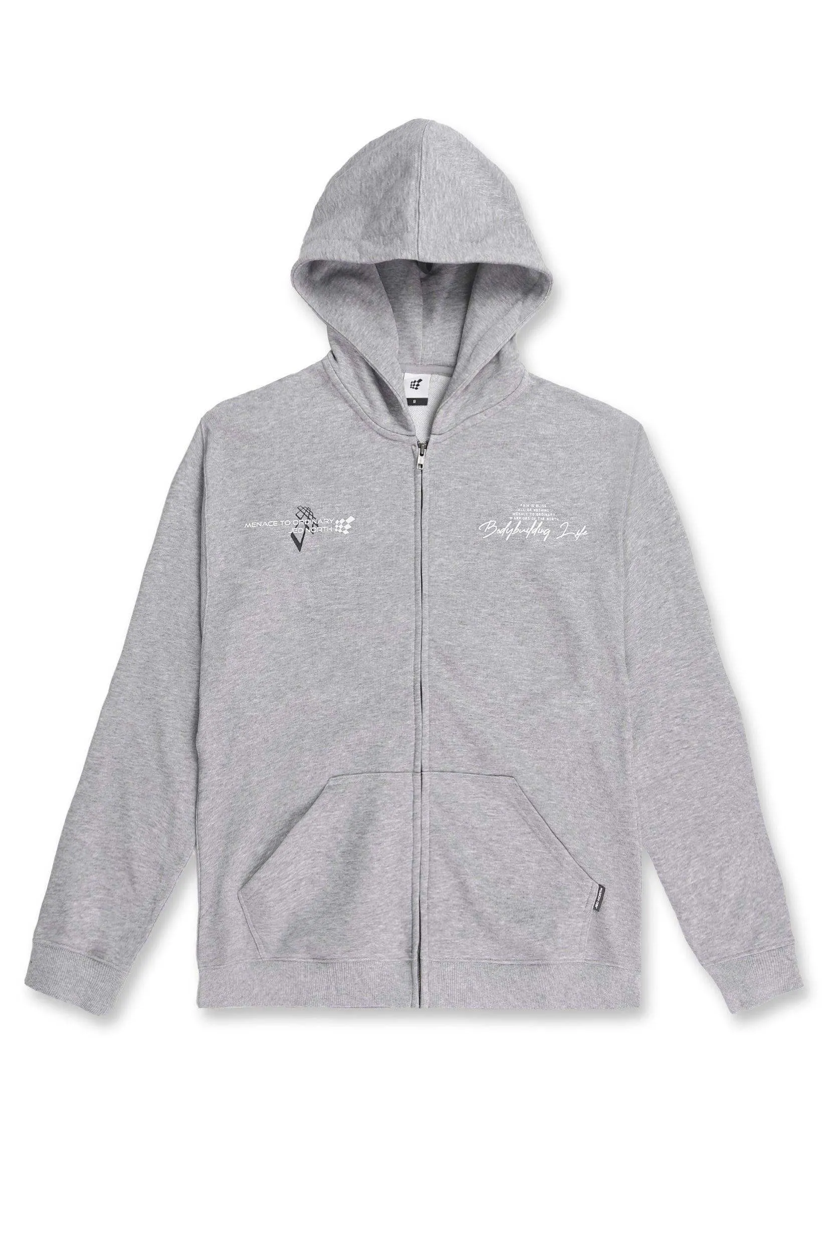 French Terry Classic Zip-Up Hoodie - Light Gray