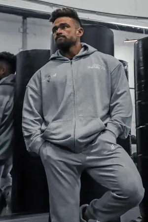 French Terry Classic Zip-Up Hoodie - Light Gray