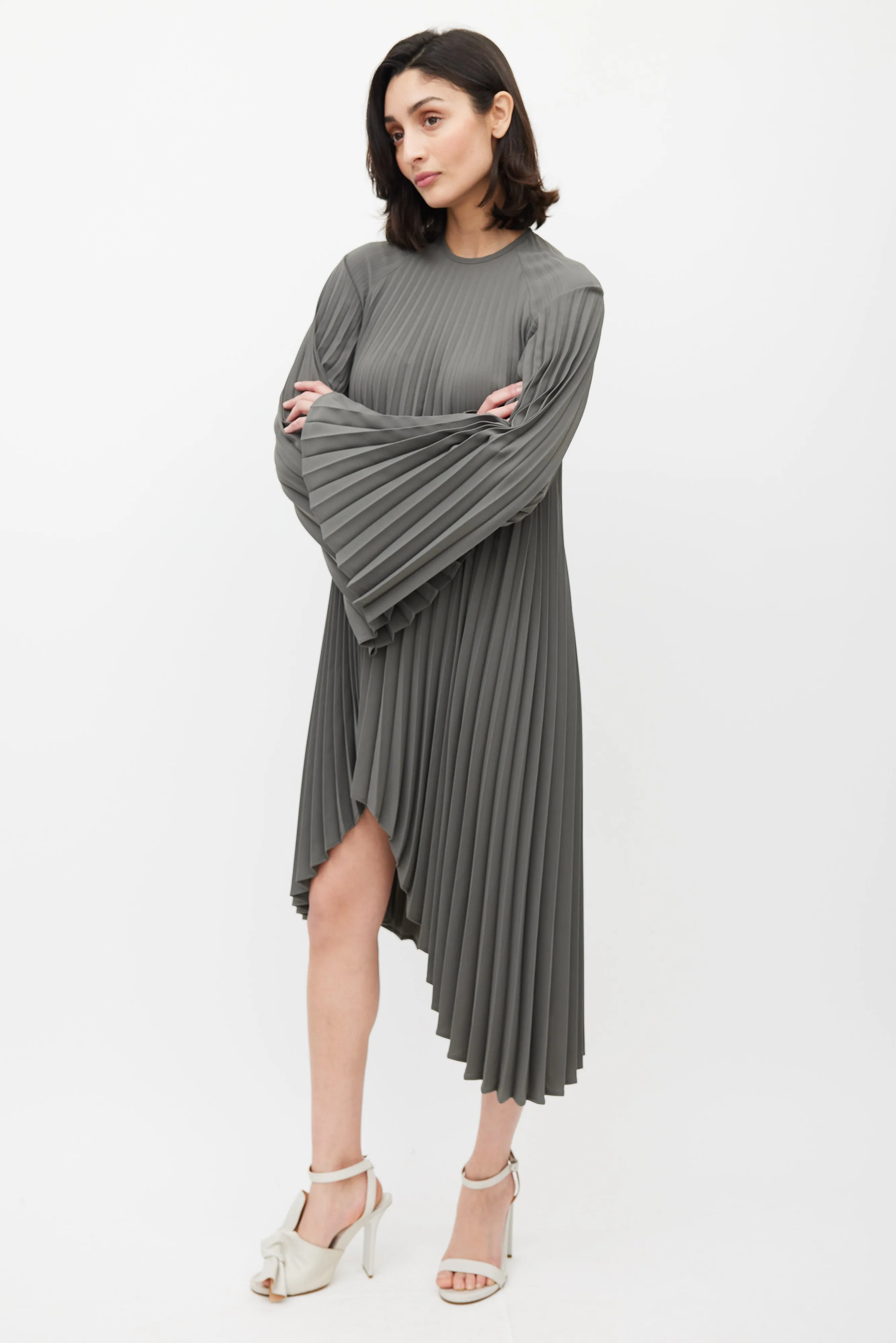 Grey Filla Pleated Dress
