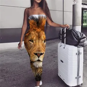 Lion Dress Women Animal Ladies Dresses Anime Sundress Harajuku Boho Street sleeveless