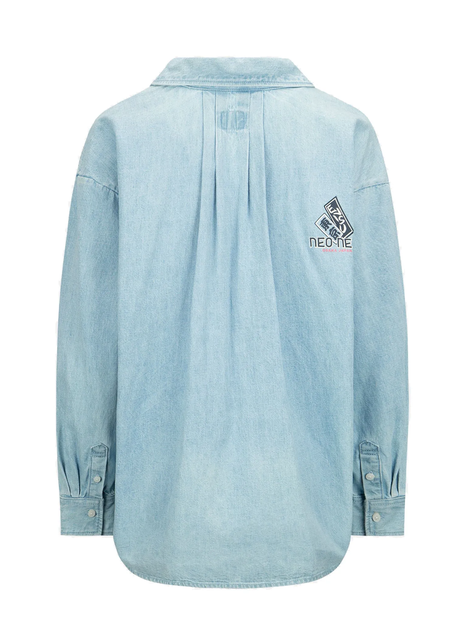 Logo Print Loose-fit Denim Blouse