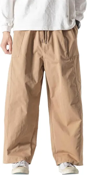 Men's Pants Spring Summer Japanese Work Capri Cropped Harem Straight Leg Trouser