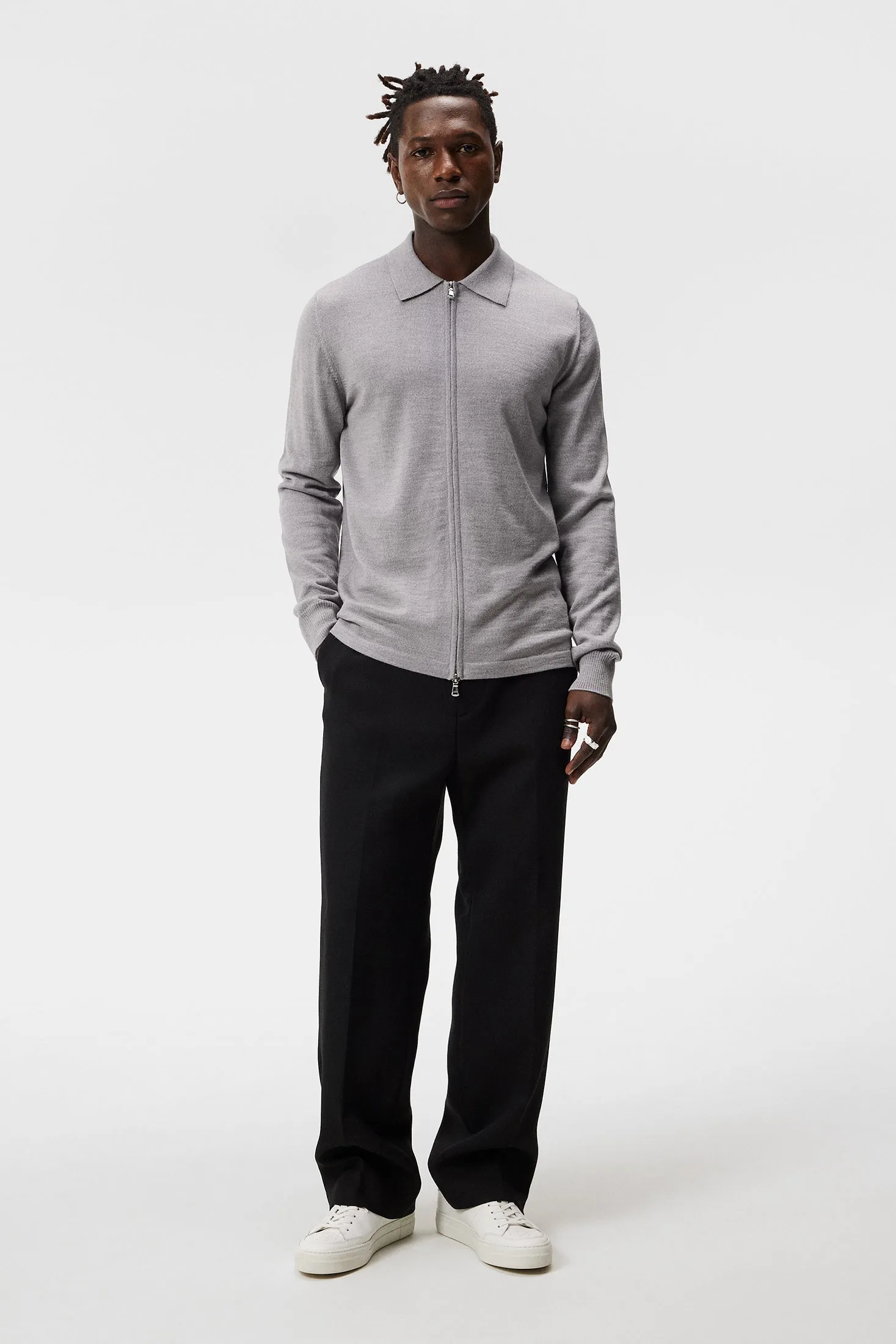 Nyle Merino Zip Cardigann / Light Grey Melange