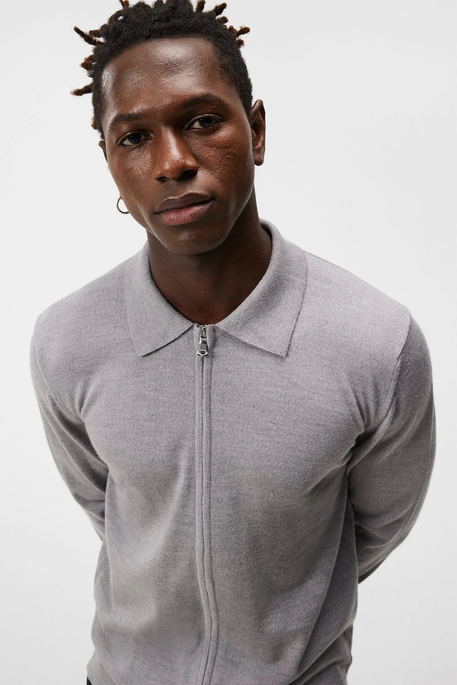 Nyle Merino Zip Cardigann / Light Grey Melange