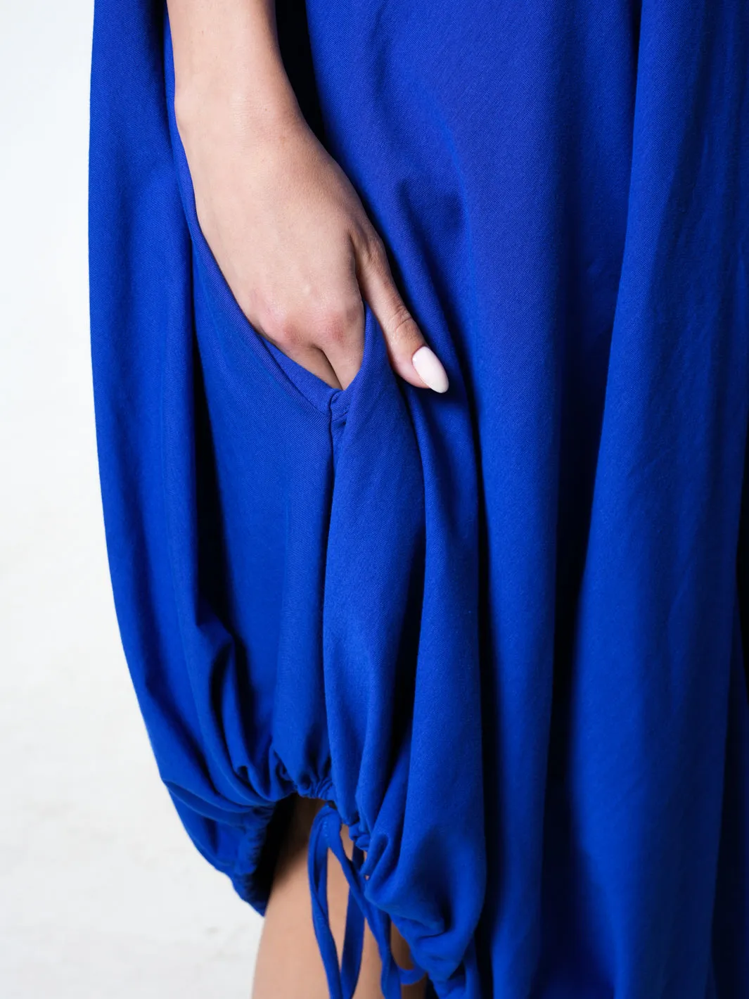 Oversize Cotton Kaftan Dress In Blue