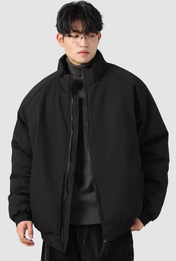 Oversized Ribbed Zip Jacket with Elastic Hem