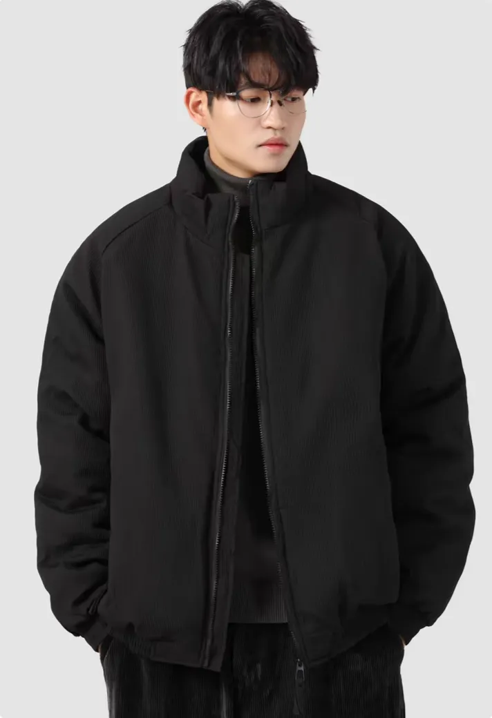 Oversized Ribbed Zip Jacket with Elastic Hem