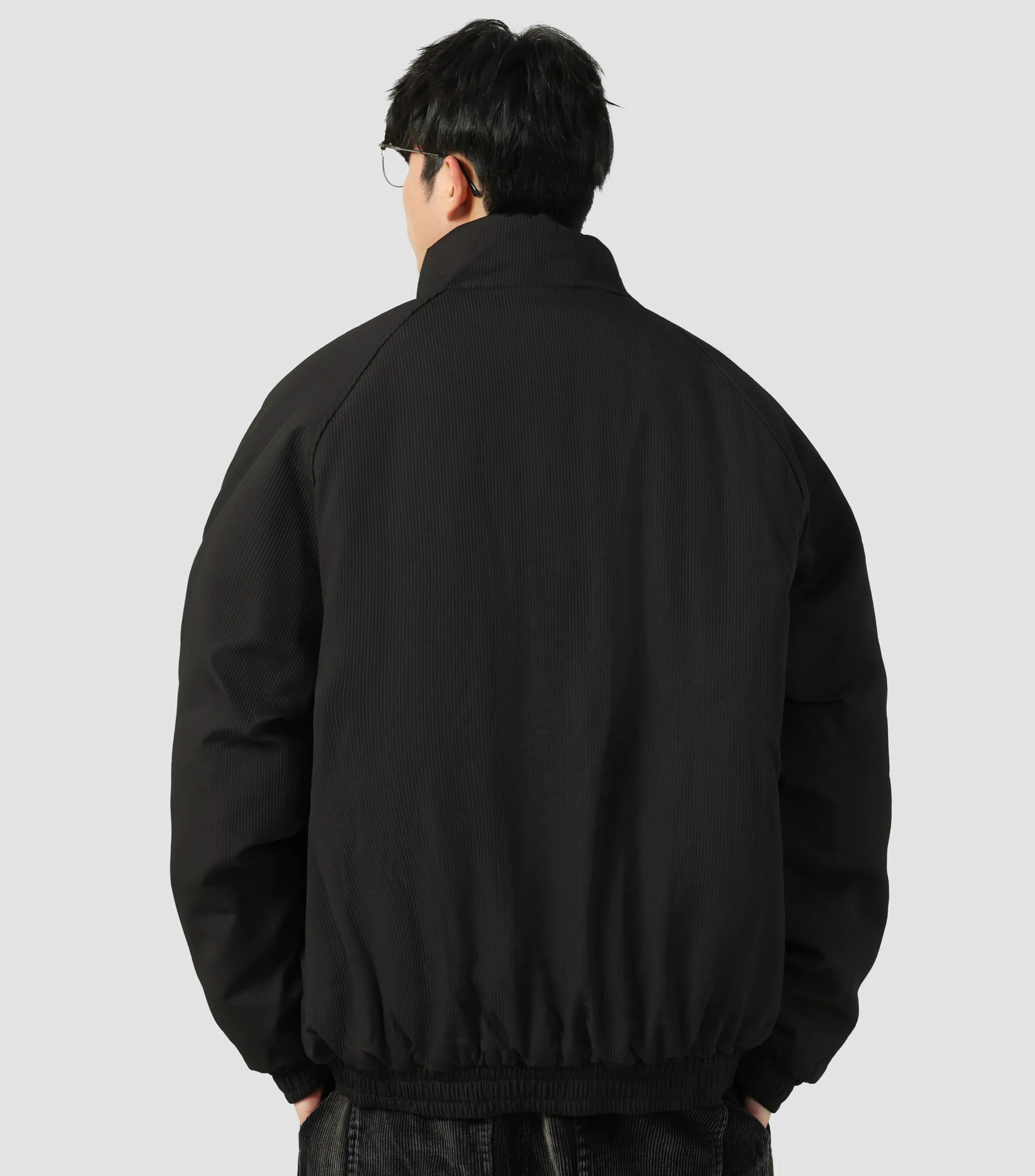 Oversized Ribbed Zip Jacket with Elastic Hem