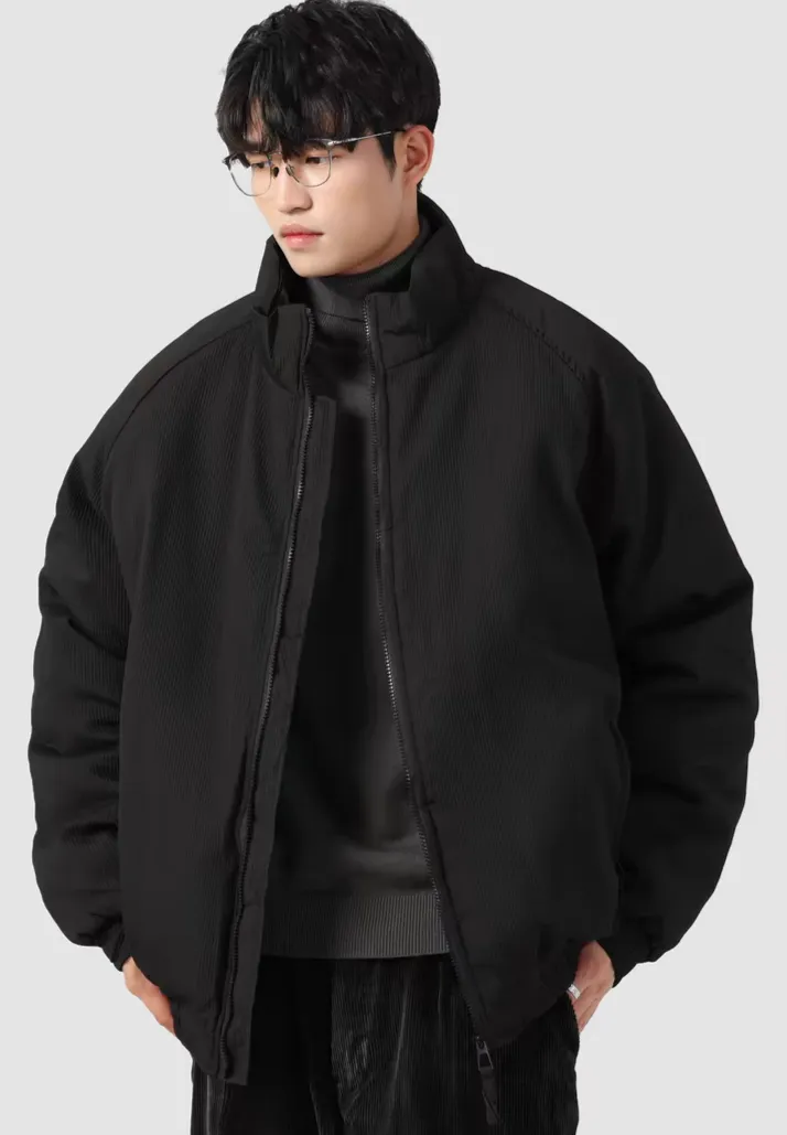 Oversized Ribbed Zip Jacket with Elastic Hem