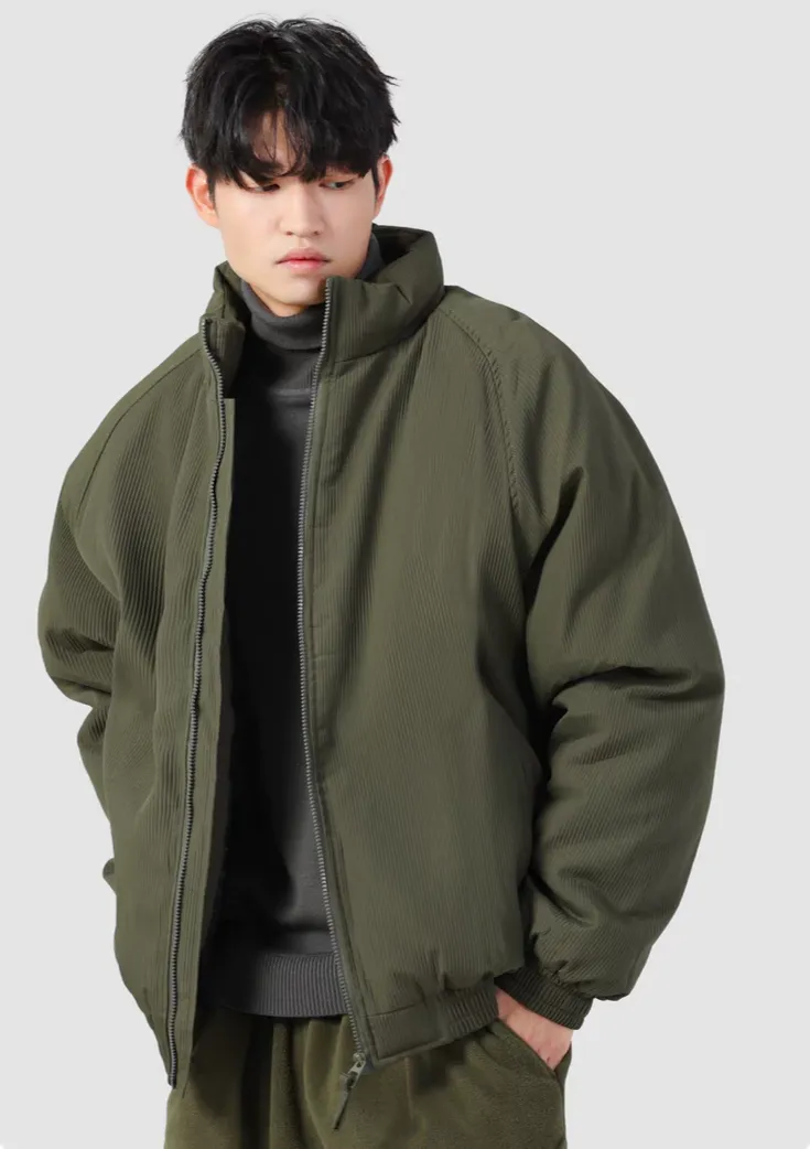 Oversized Ribbed Zip Jacket with Elastic Hem