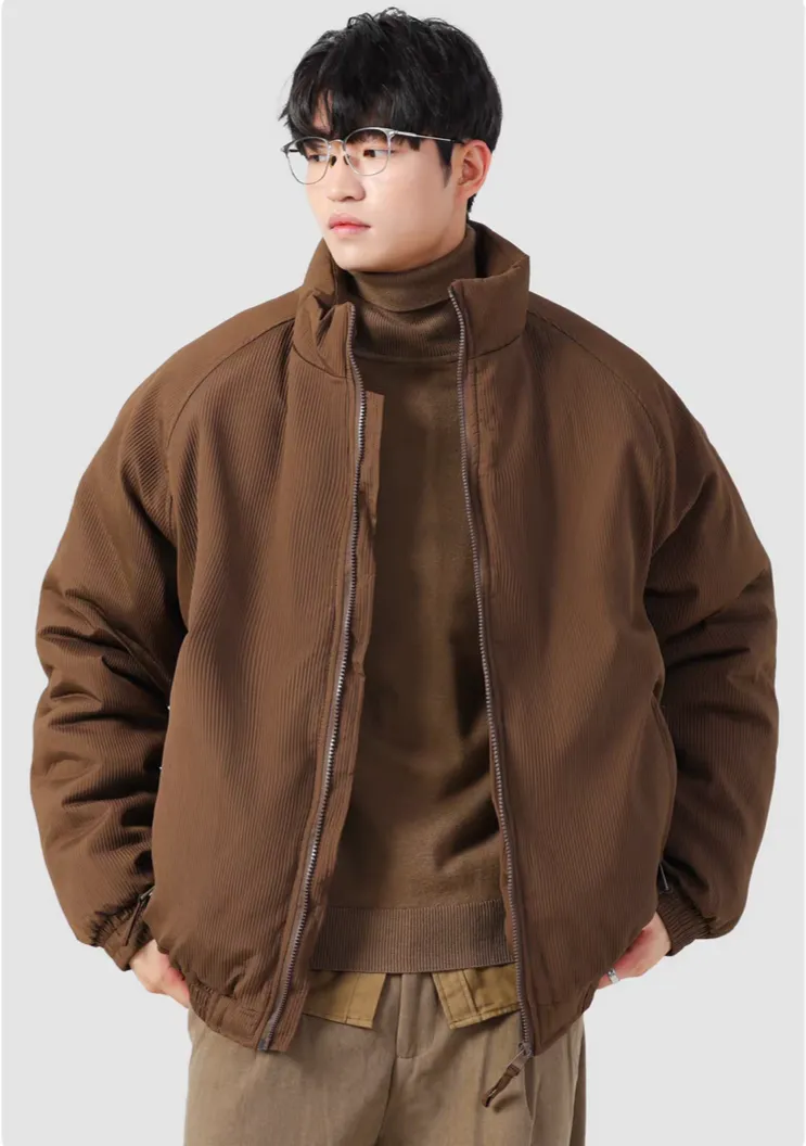 Oversized Ribbed Zip Jacket with Elastic Hem