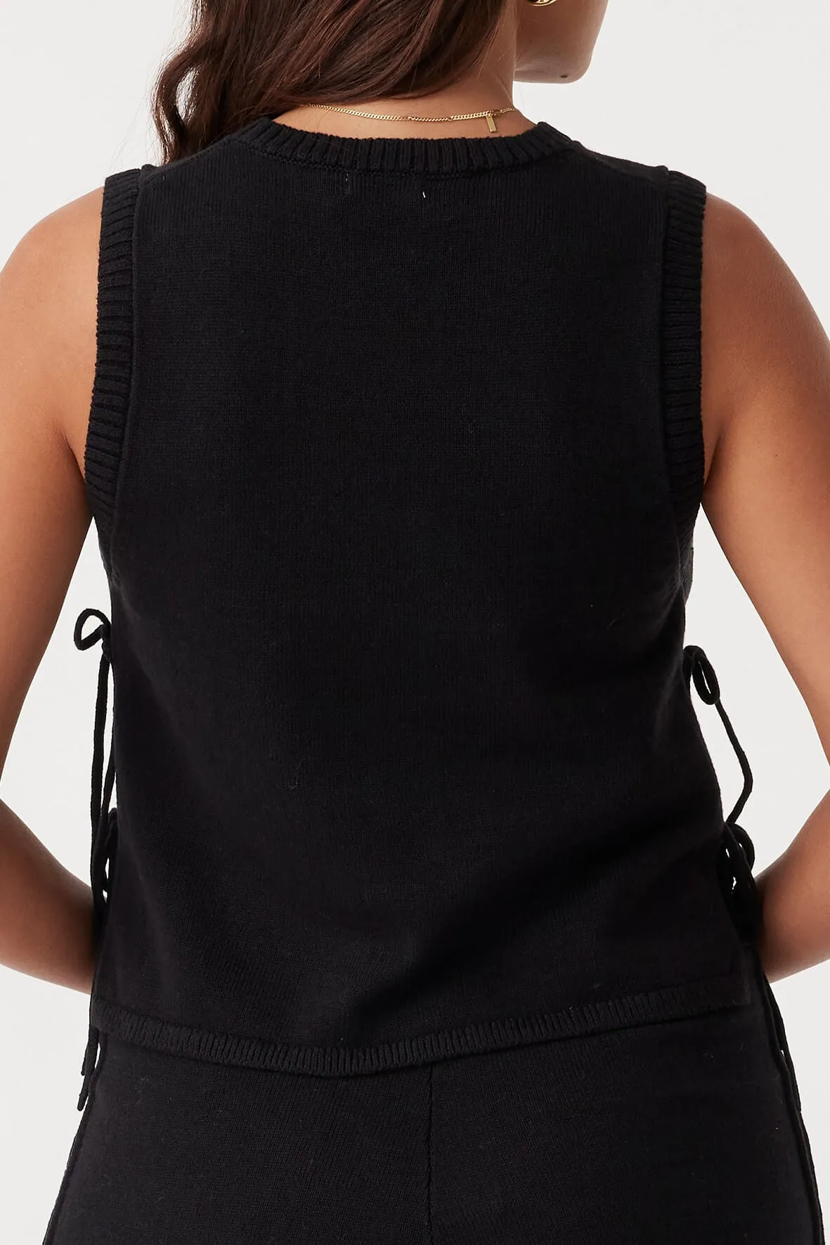 Poppy Cotton Linen Tank - Black