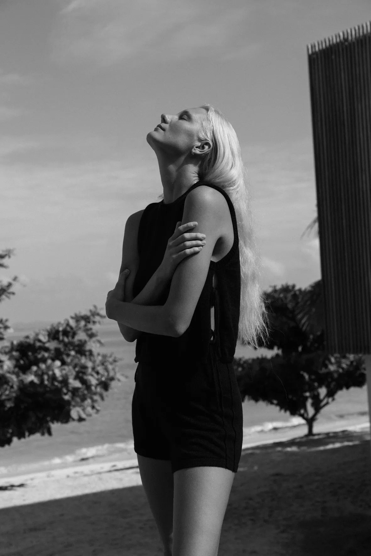 Poppy Cotton Linen Tank - Black