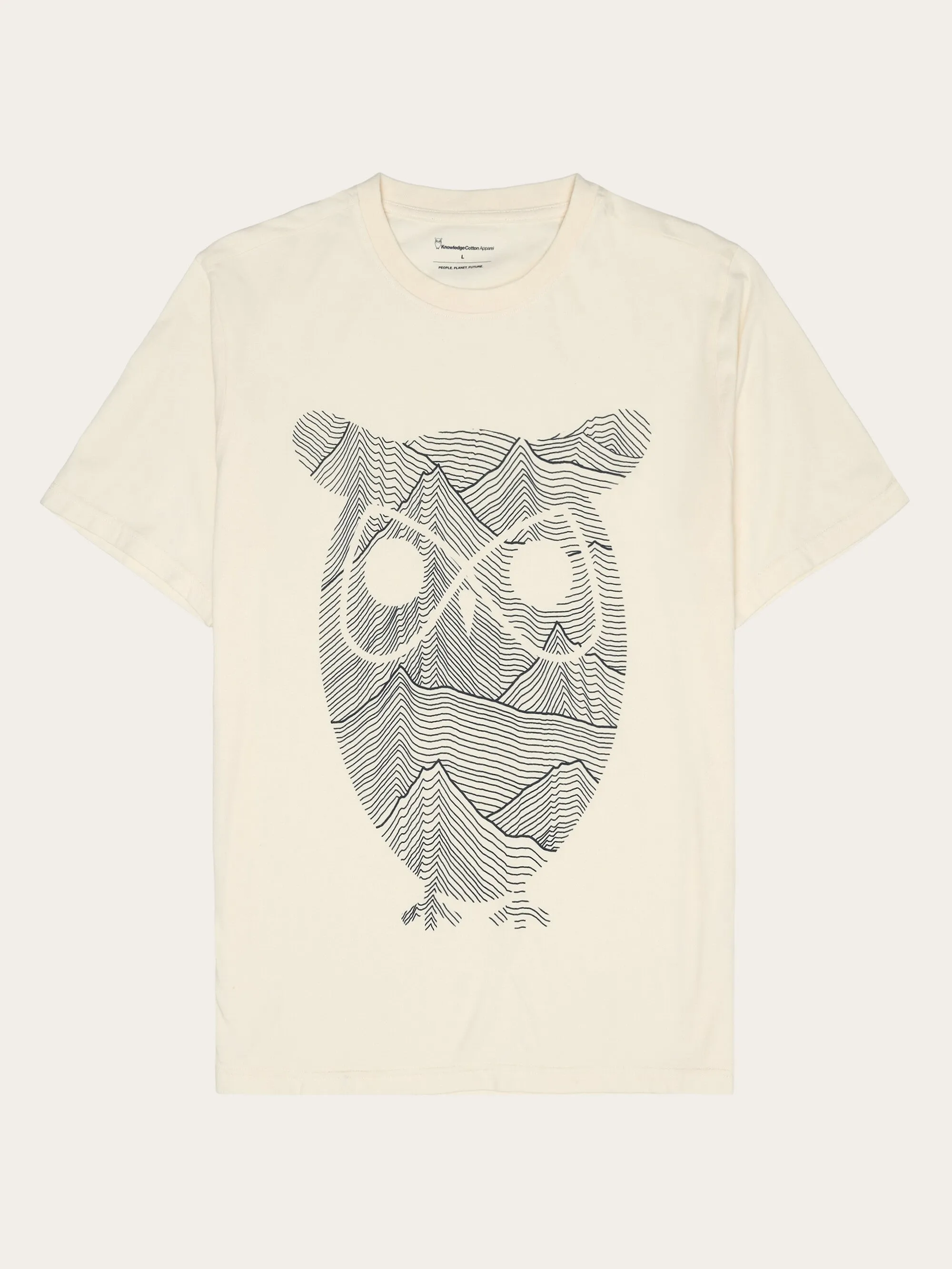 Regular single jersey mountain owl printed t-shirt - Regenerative Organic Certified™ - GOTS - Egret