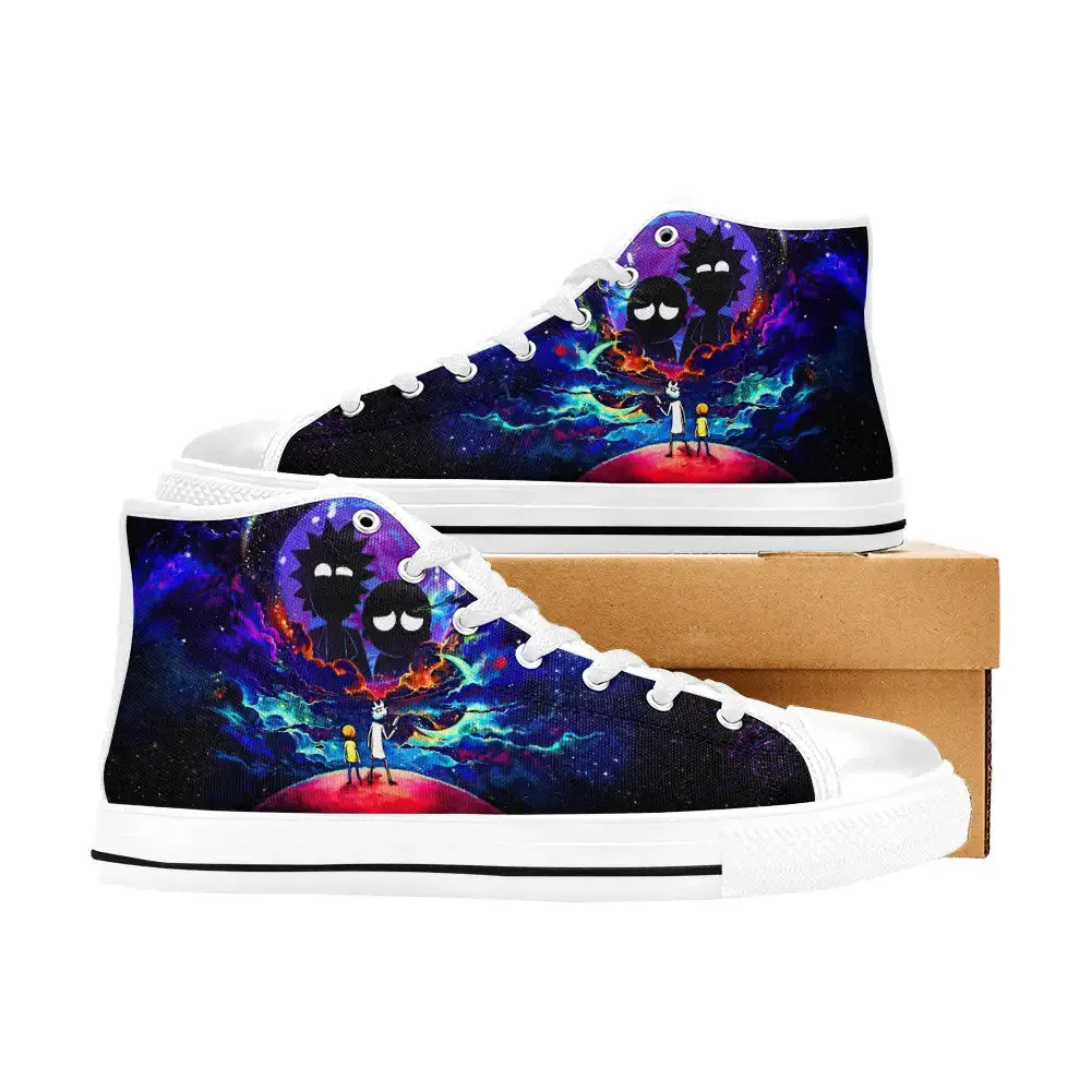 Rick and Morty Cartoon Shoes High Top Sneakers for Kids and Adults