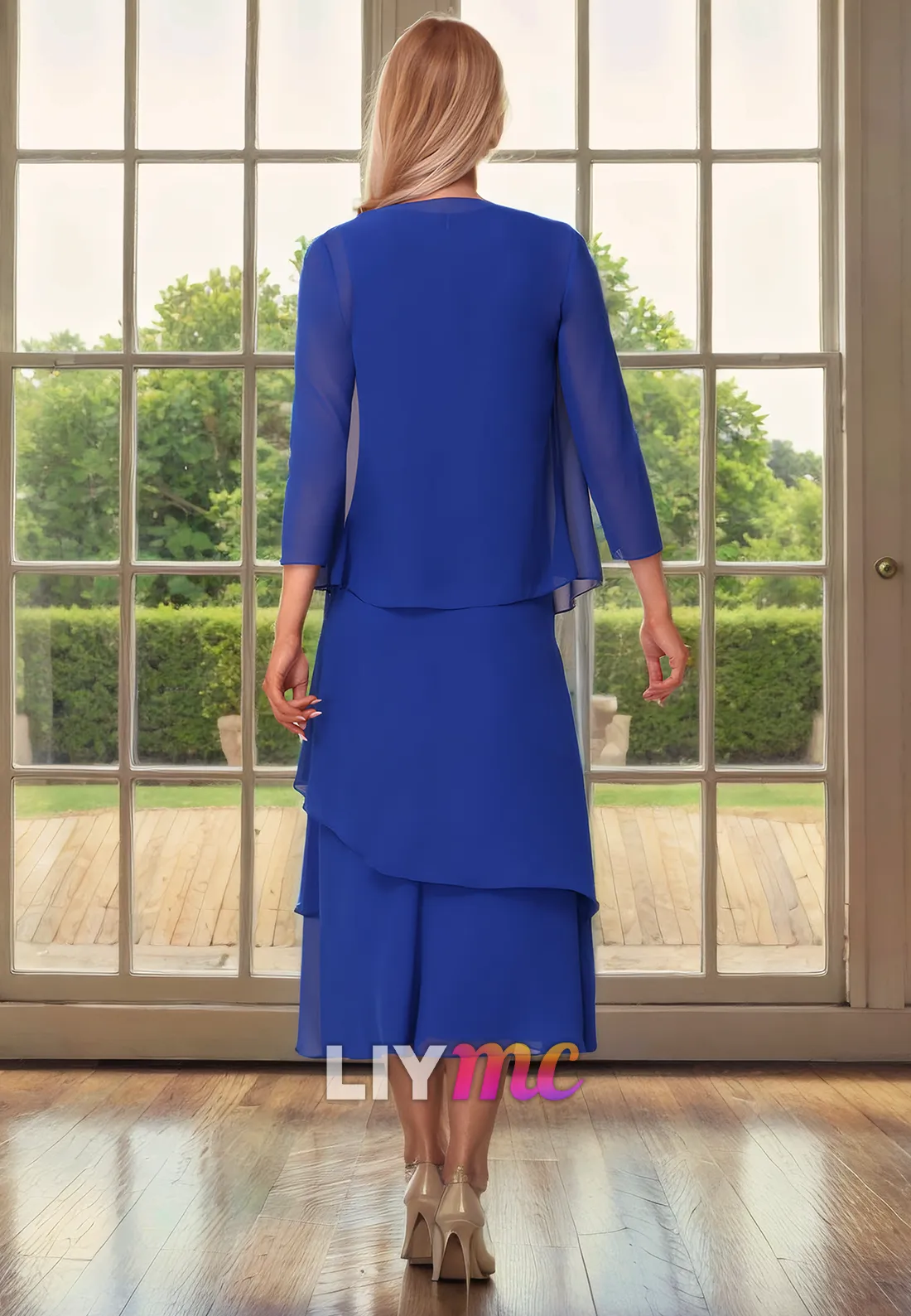 Scoop Sleeveless Chiffon A-Line Mother of Bride Dress Cocktailm Dress