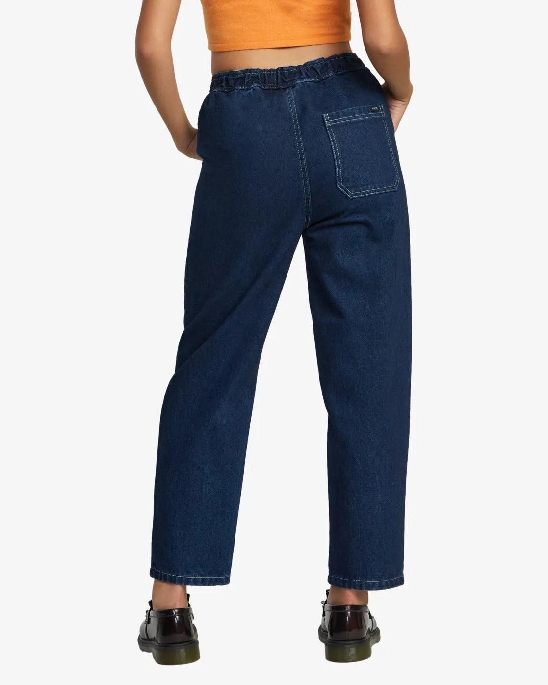 Scrunchie Denim Pants - Dark Indigo