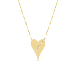 Statement Diamond Jumbo Solid Heart Necklace
