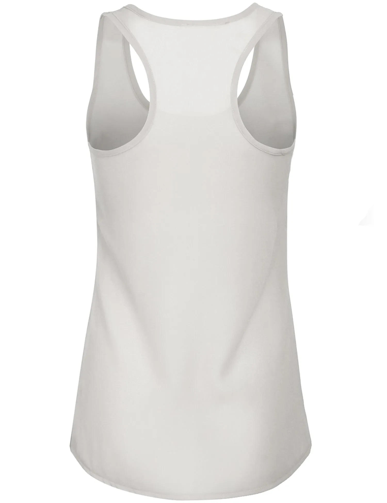 Womens Sheer Chiffon Racerback Tank Top Shirts with Front Pocket