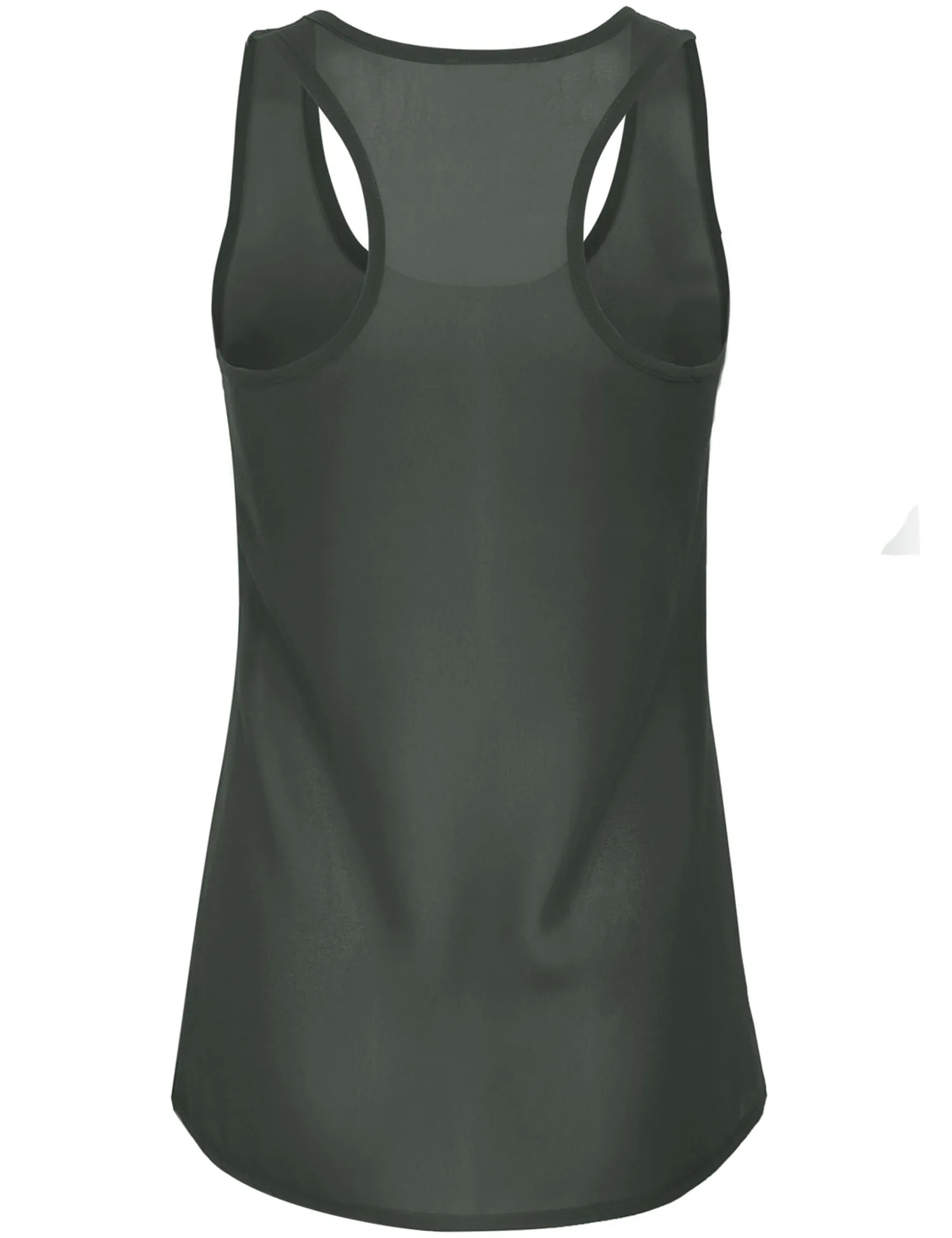 Womens Sheer Chiffon Racerback Tank Top Shirts with Front Pocket