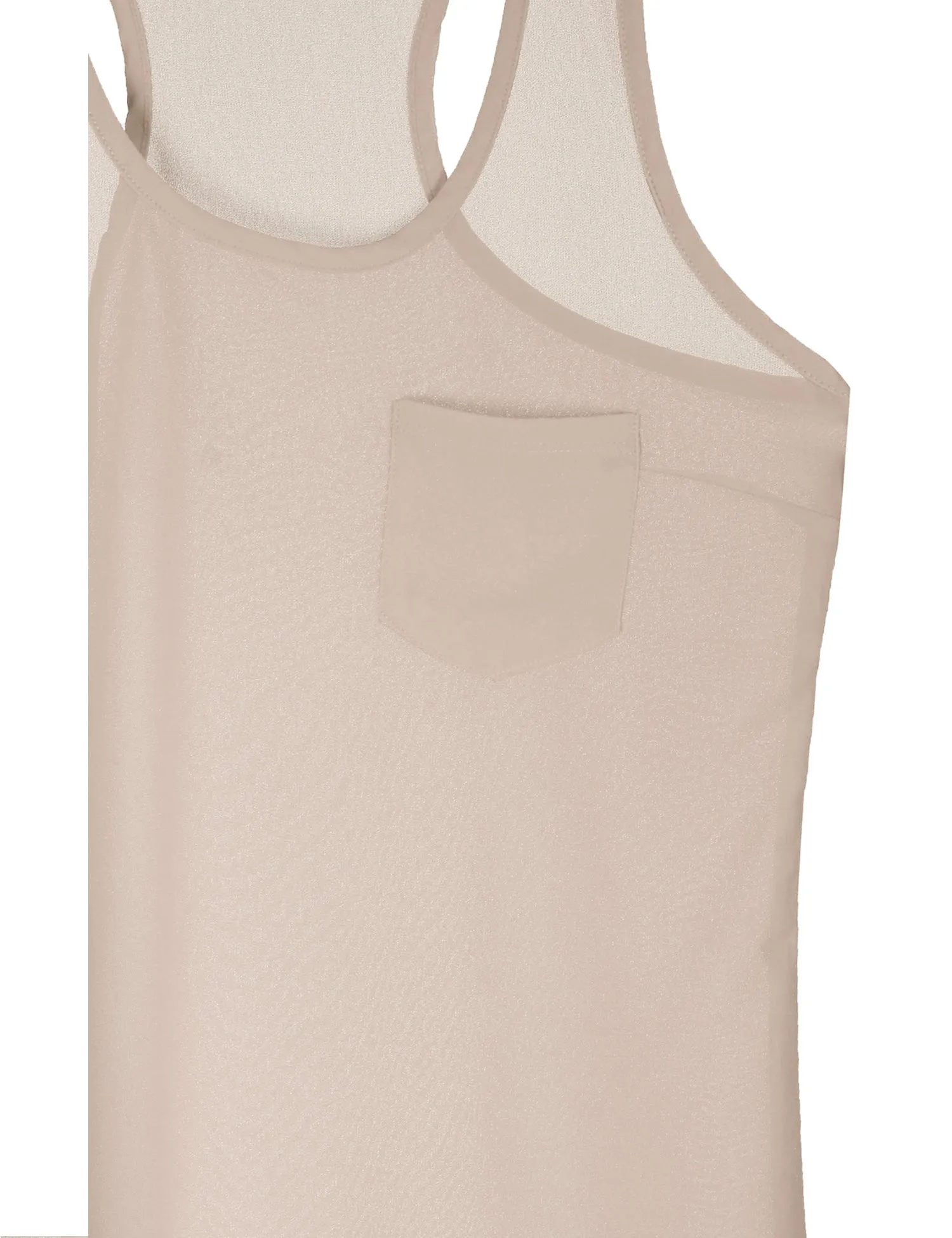 Womens Sheer Chiffon Racerback Tank Top Shirts with Front Pocket