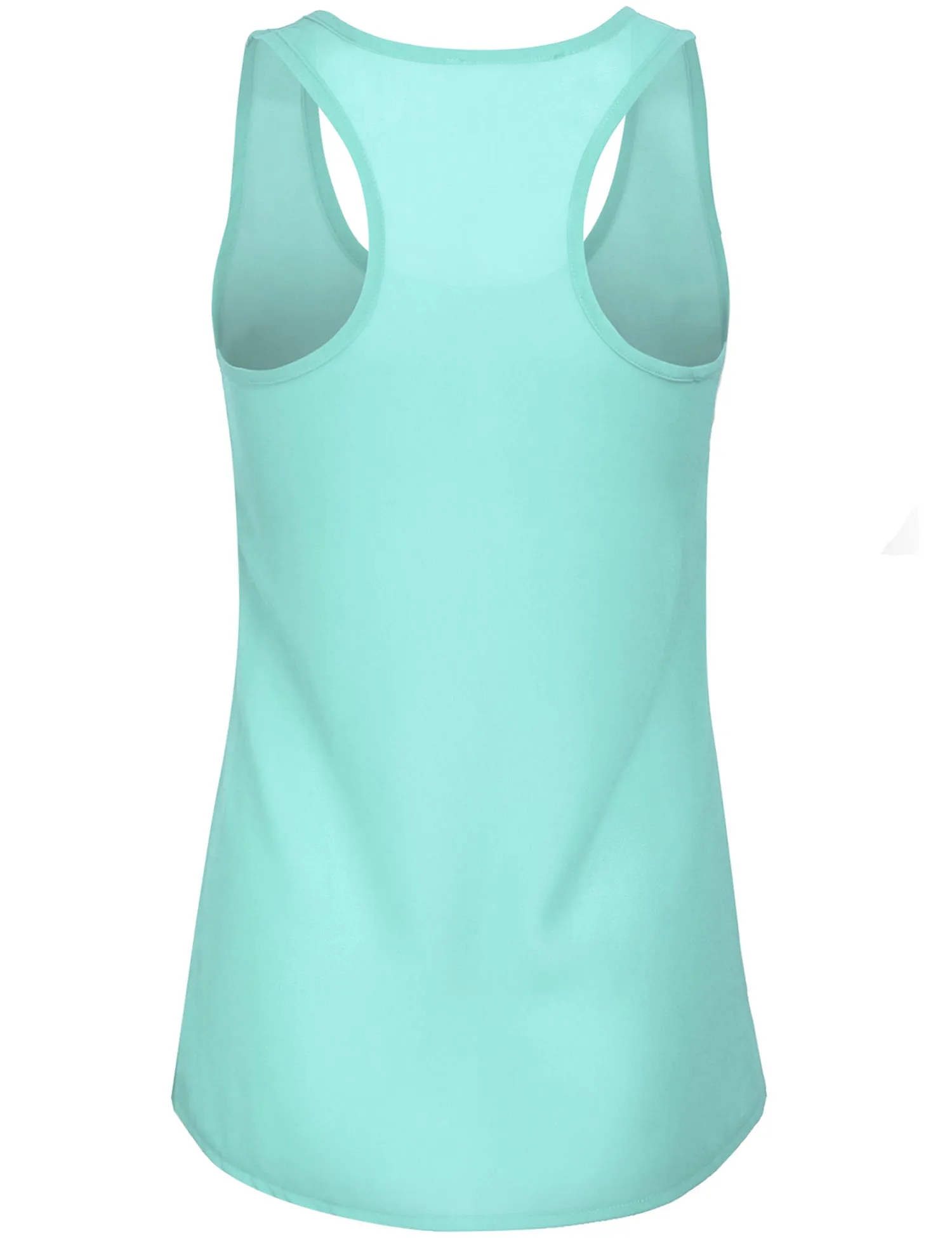 Womens Sheer Chiffon Racerback Tank Top Shirts with Front Pocket