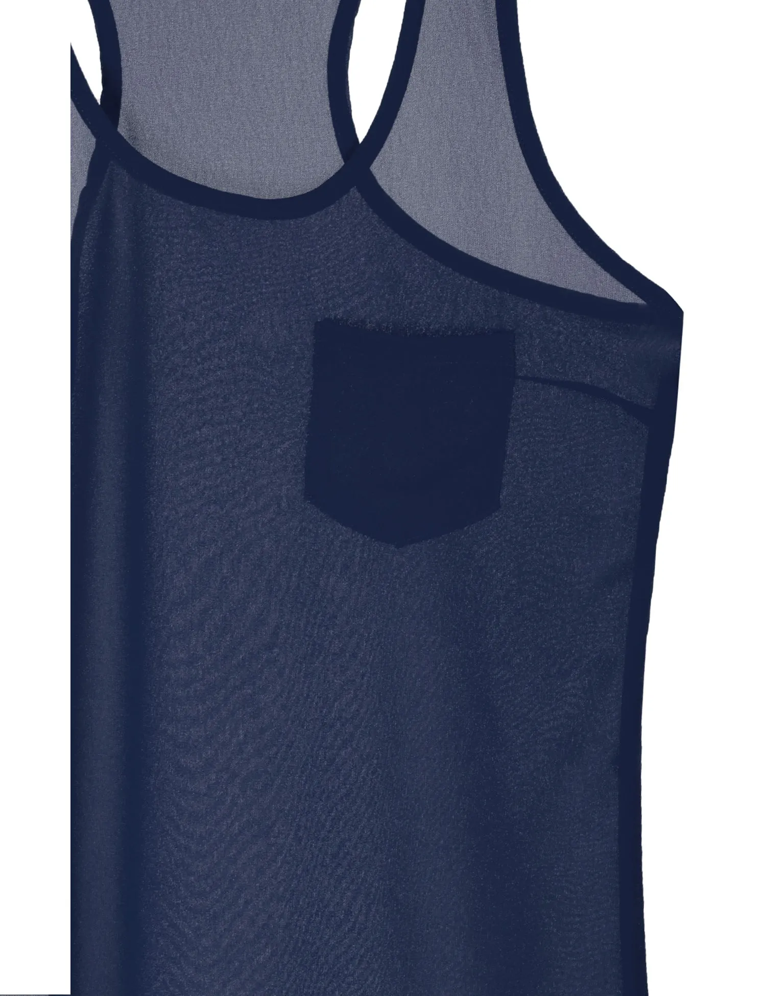 Womens Sheer Chiffon Racerback Tank Top Shirts with Front Pocket