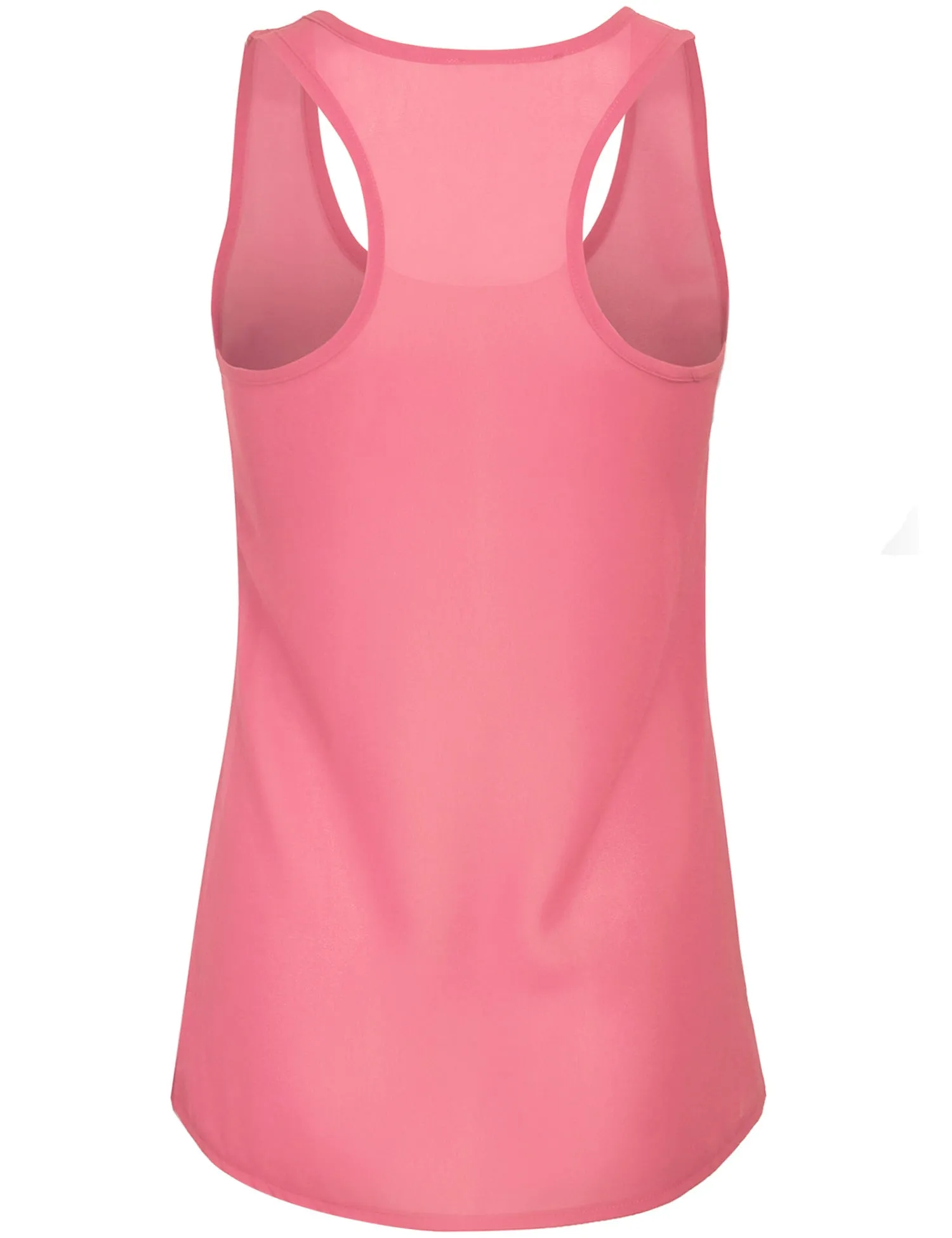 Womens Sheer Chiffon Racerback Tank Top Shirts with Front Pocket