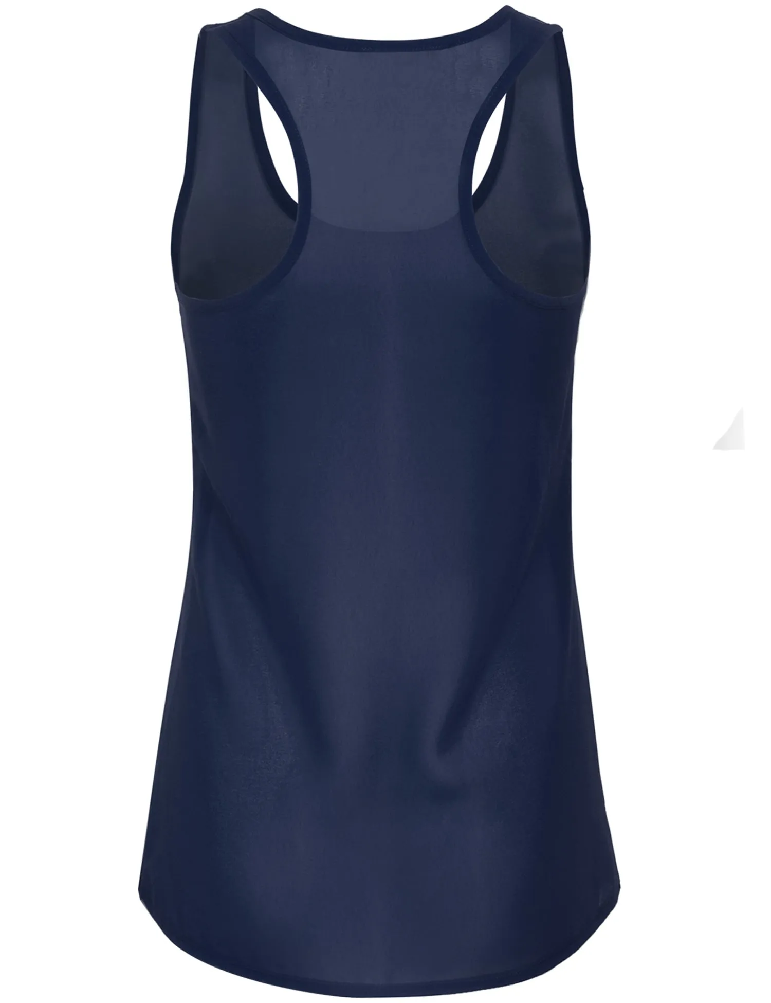 Womens Sheer Chiffon Racerback Tank Top Shirts with Front Pocket