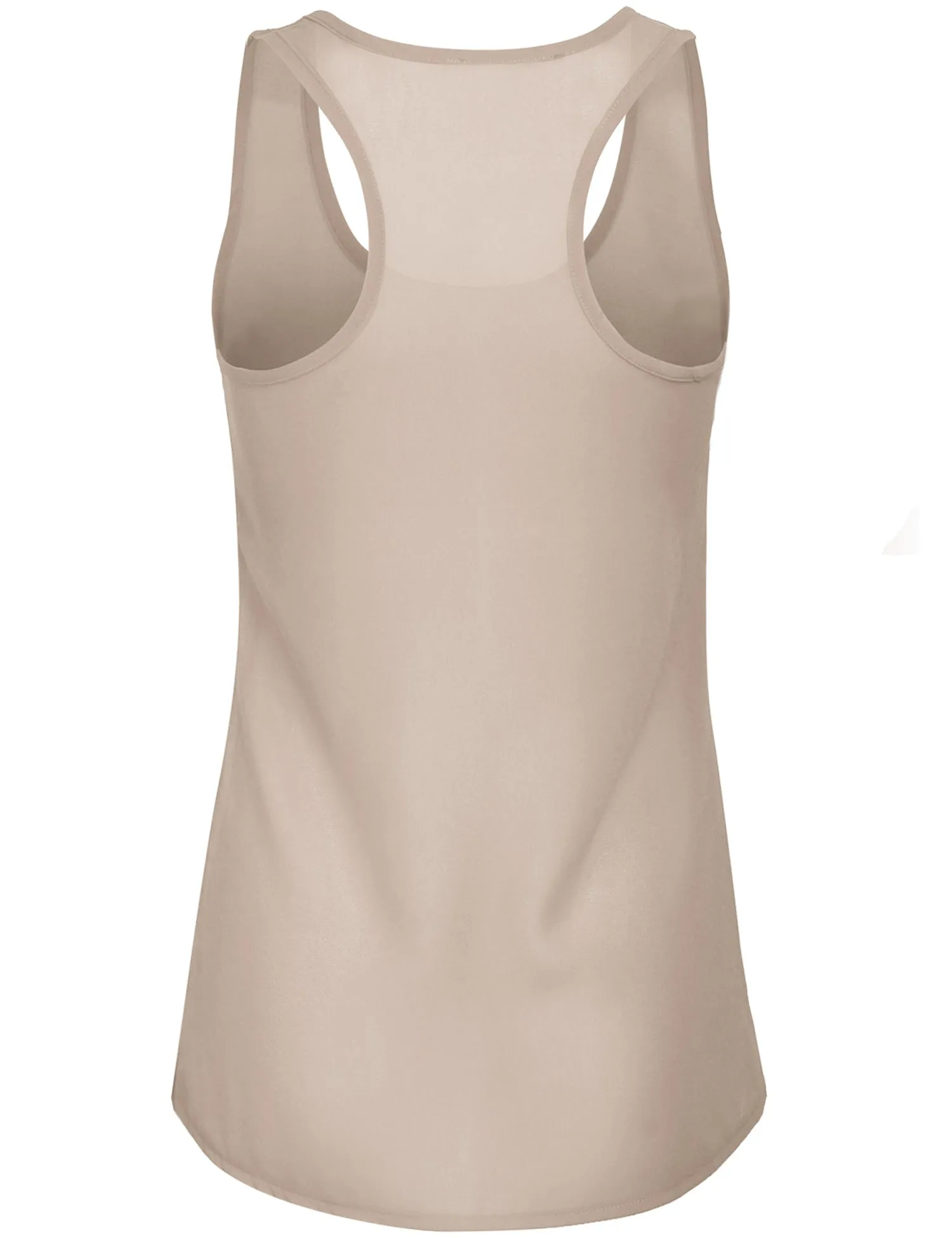 Womens Sheer Chiffon Racerback Tank Top Shirts with Front Pocket
