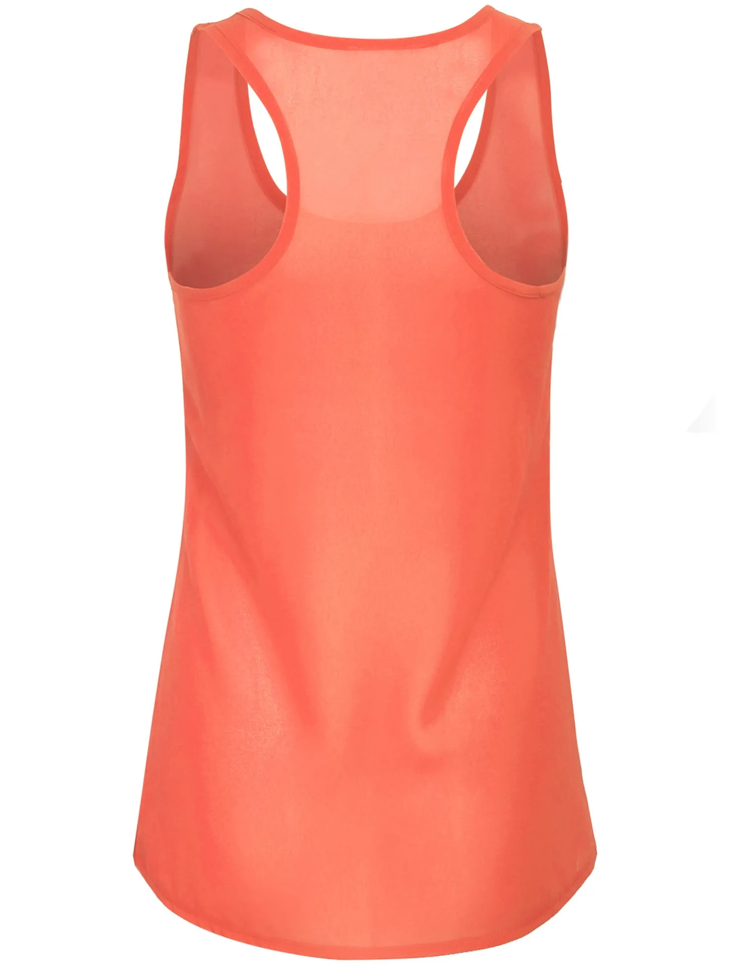 Womens Sheer Chiffon Racerback Tank Top Shirts with Front Pocket